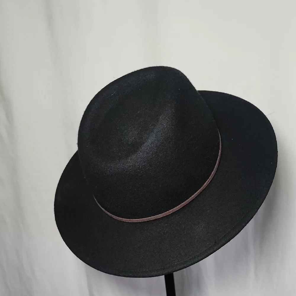 Wool  Black Fedora with Brown Band